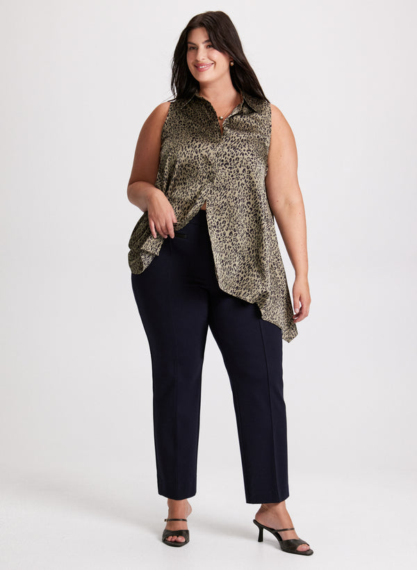 laura Sleeveless Animal Print Tunic & Straight Leg Pants