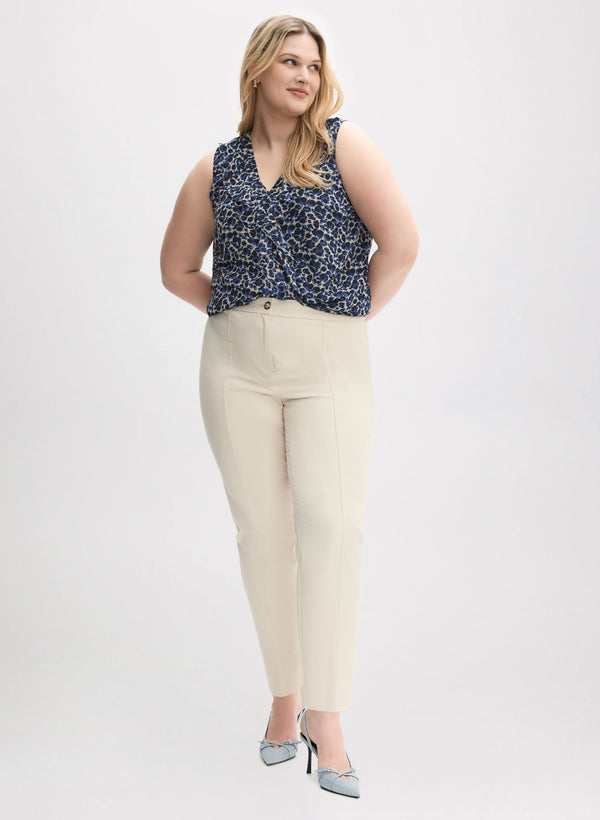 laura Sleeveless Leopard Print Blouse & Slim Leg Pants