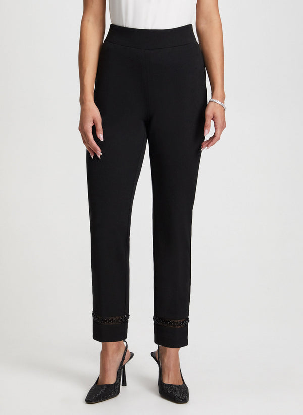 laura Sofia Pearl Detail Straight-Leg Pants - Regular
