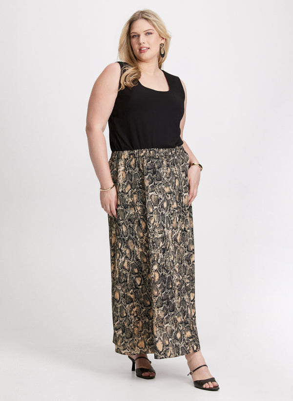 laura Square Neck Sleeveless Tee & Animal Print Maxi Skirt