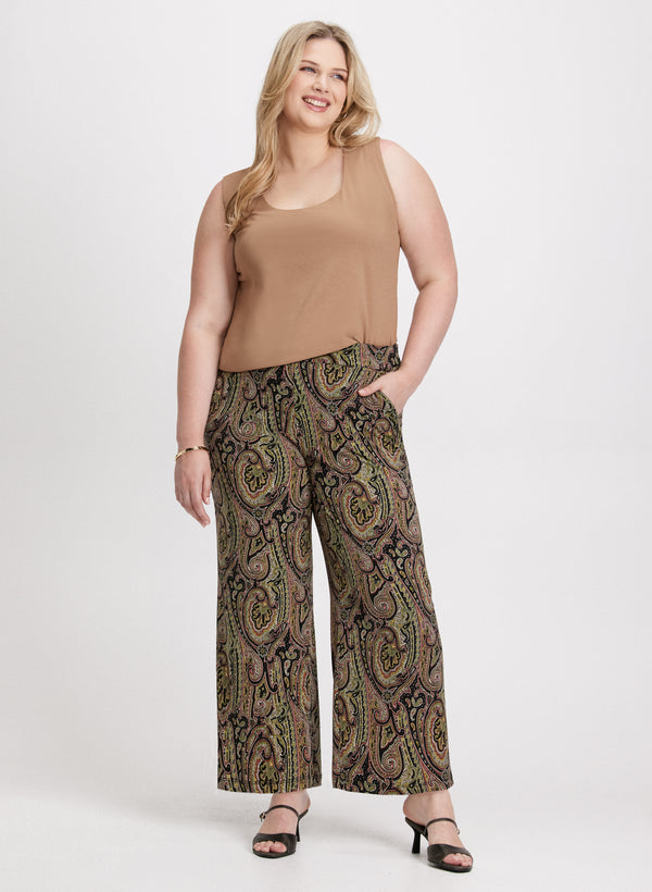laura Square Neck Sleeveless Tee & Pull-On Paisley Pants